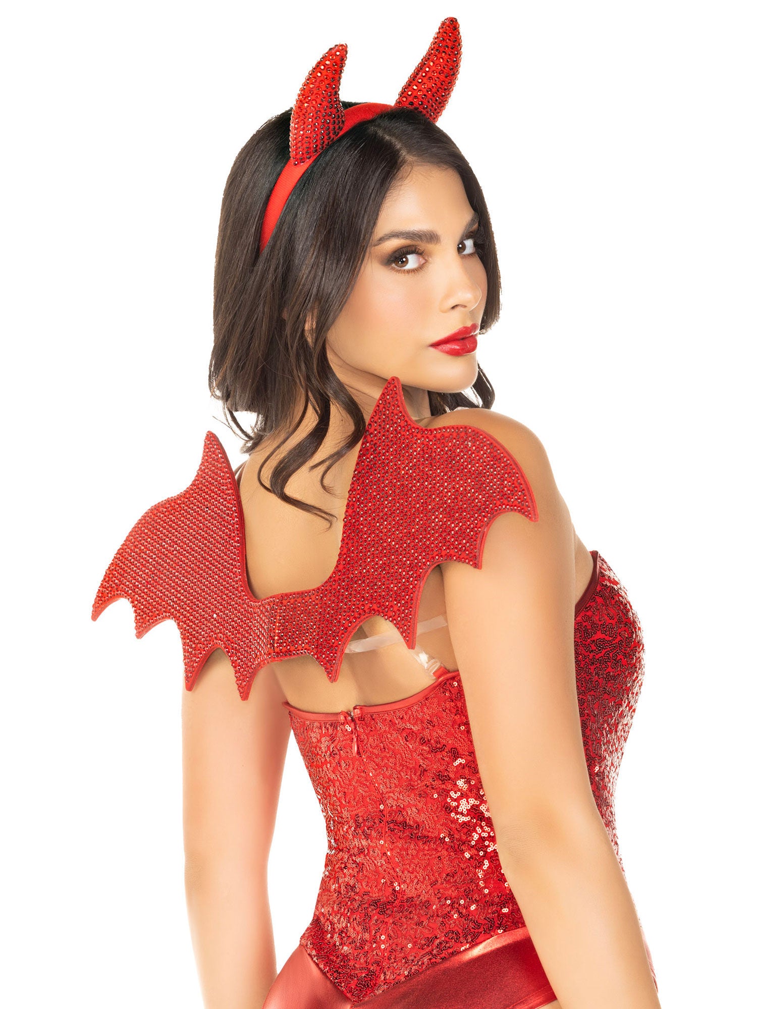 Red Devil Costume Kit with Rhinestone Wings and Headband > Clothes > Costumes > Womens