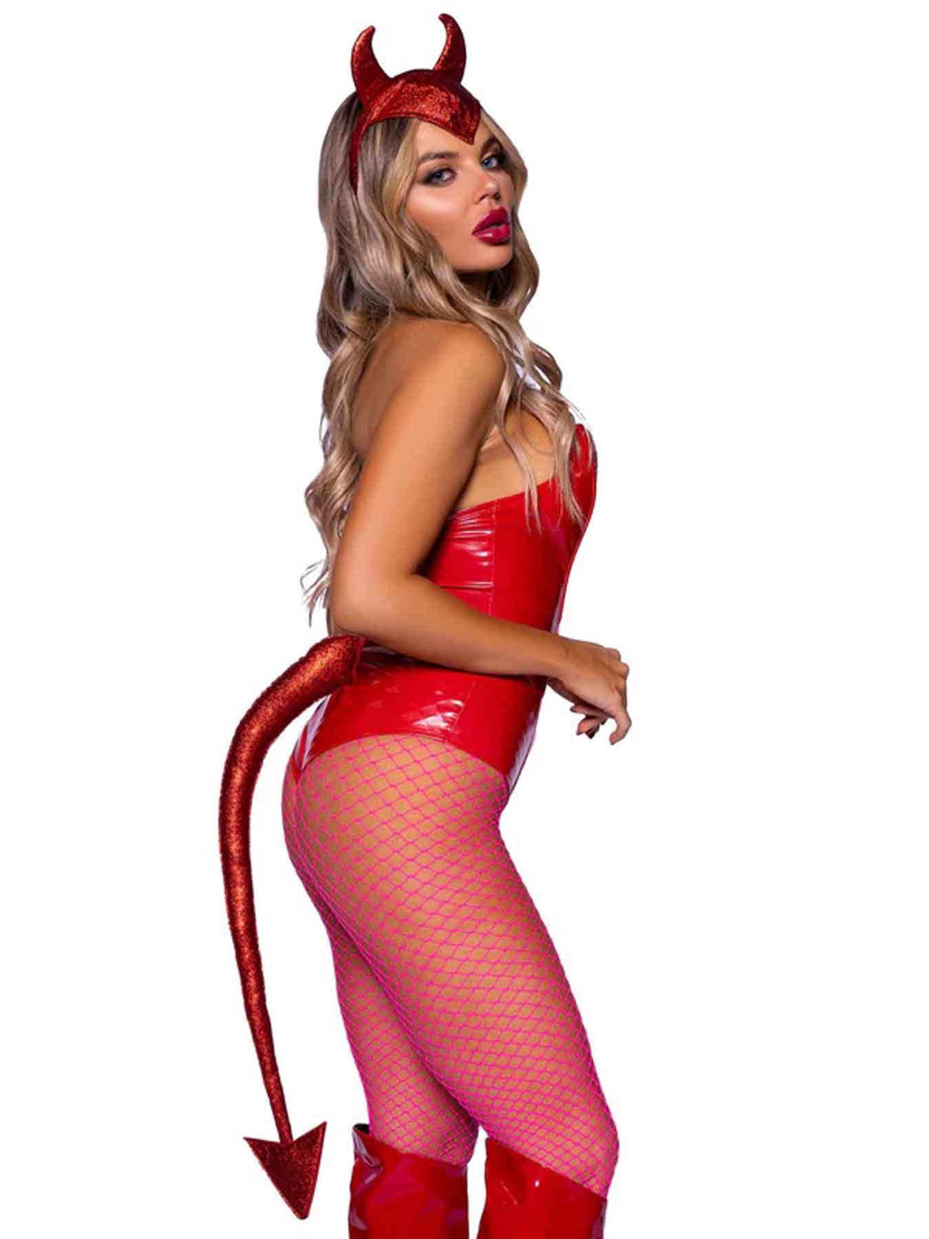 Red Devil Horns Headband and Tail Set Sexy Adult Costume Costumes