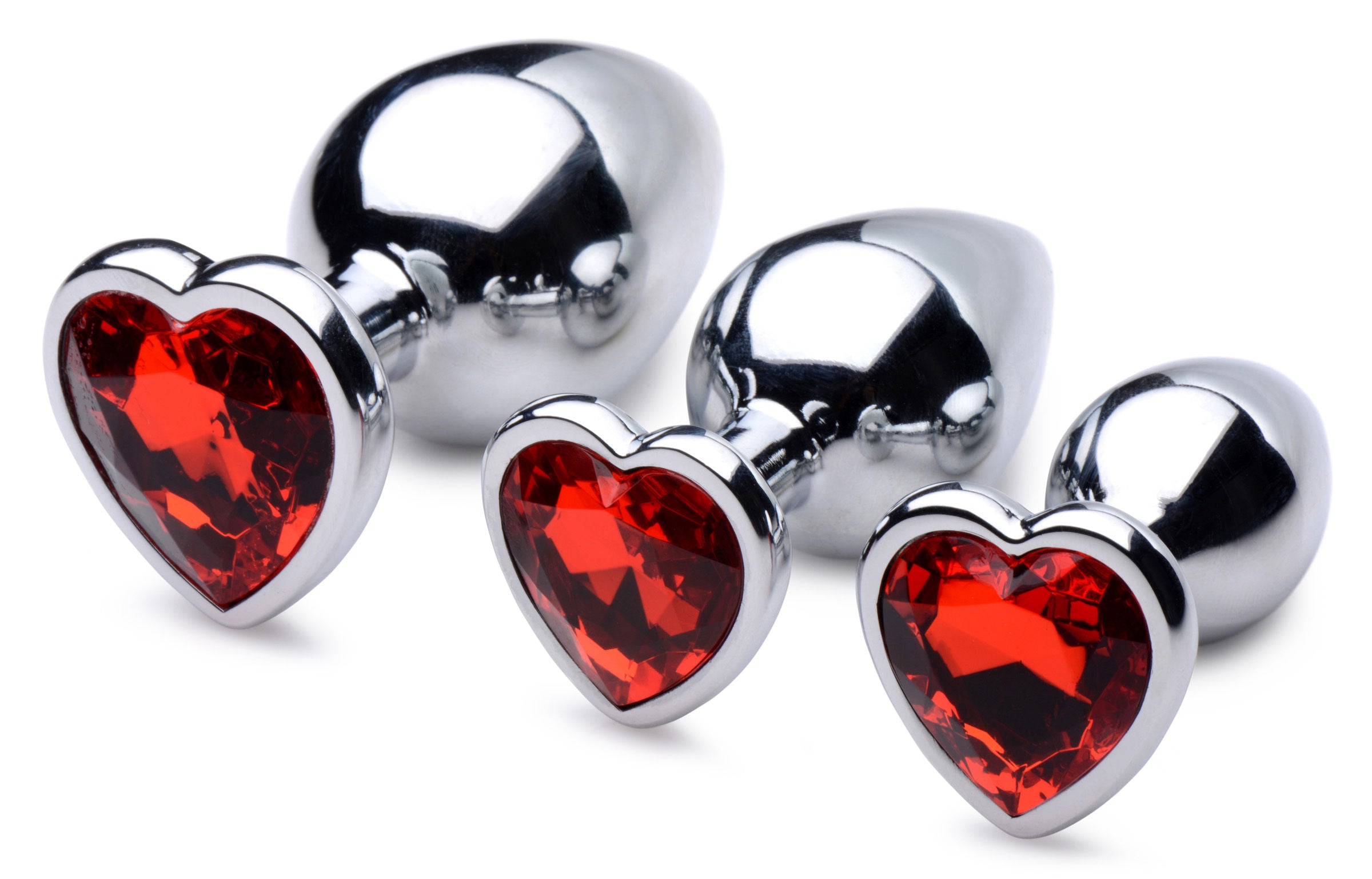 Red Heart Gem Anal Plug Set with Three Graduated Sizes > Anal Range > Butt Plug Kits Main image