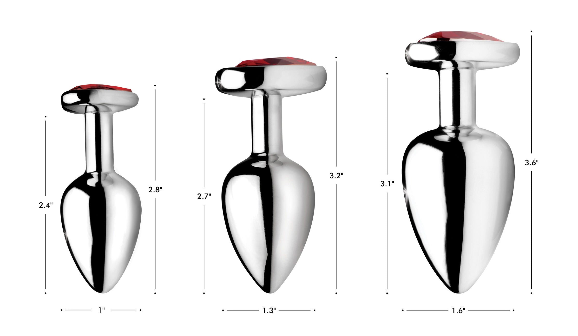 Red Heart Gem Anal Plug Set with Three Graduated Sizes Secondary image