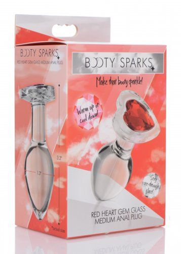 Red Heart Gem Glass Anal Plug Medium Size Smooth Tapered Toy Secondary image