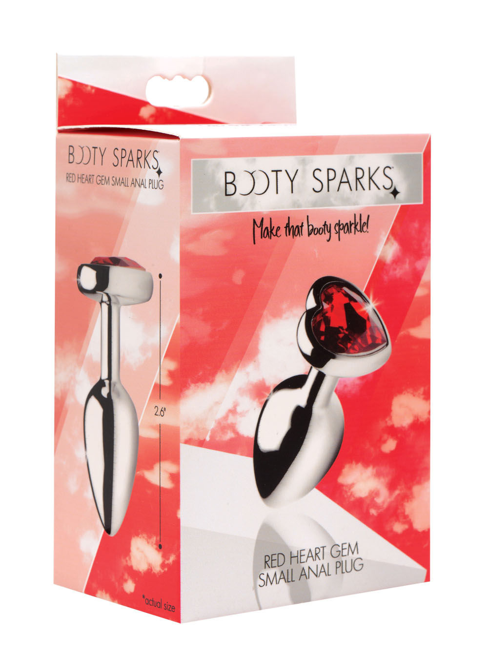 Red Heart Small 2.8 Inch Stainless Steel Butt Plug with Jeweled Base > Anal Range > Jewel Butt Plugs