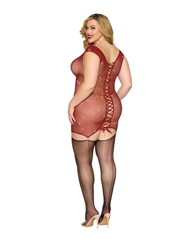 Red One Size Garter Slip Lingerie Nylon Spandex Queen Fit > Clothes > Plus Size Lingerie