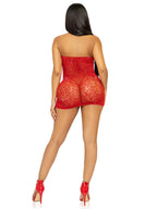 Red Rhinestone Lace Net Mini Dress One Size > Clothes > Dresses and Chemises