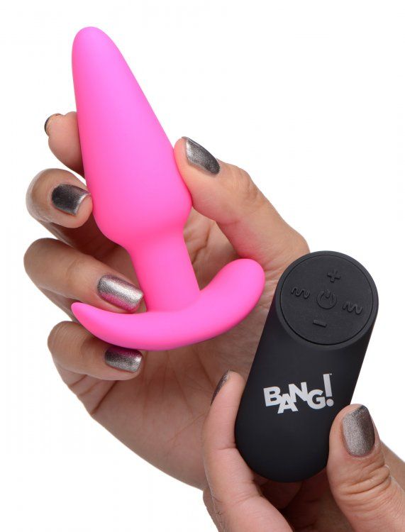 Remote Control 21x Silicone Butt Plug Vibrator Pink Toy > Anal Range > Vibrating Butt Plugs