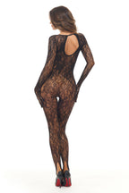 Rene Rofe Split Up Lace Bodystocking Black One Size Lingerie > Clothes > Bodies and Playsuits