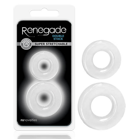 Renegade Double Stack Clear Cock Rings Set of 2 COCK RING Set