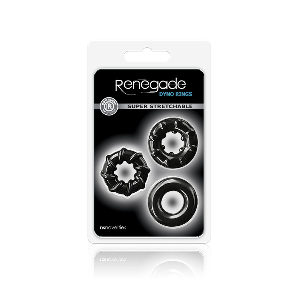 Renegade Dyno Rings Black Cock Rings Set of 3 COCK RING Set