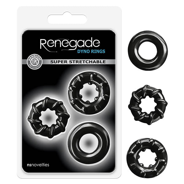 Renegade Dyno Rings Black Cock Rings Set of 3 COCK RING Set