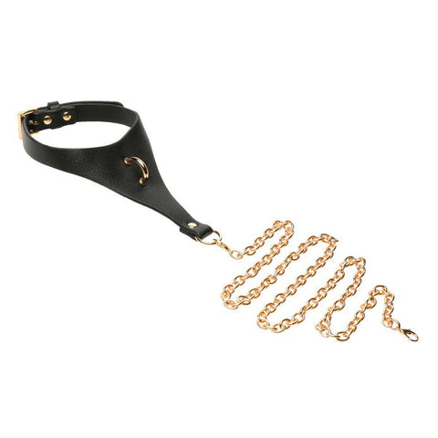 Captivate Vegan Leather Bondage Collar with Body Chain Black > Bondage Gear > Collars