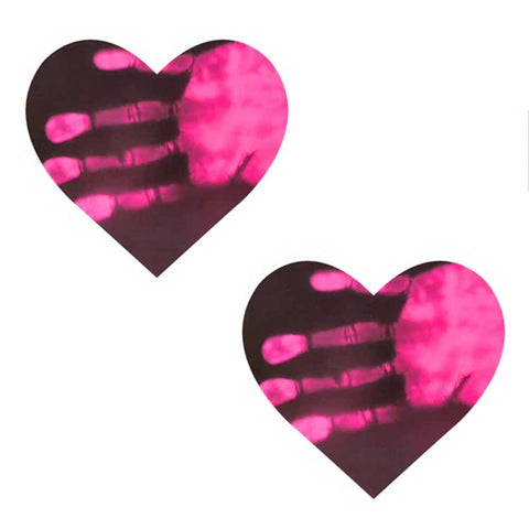 Neon Pink Temperature Reactive Heart Nipple Cover Pasties Pasties