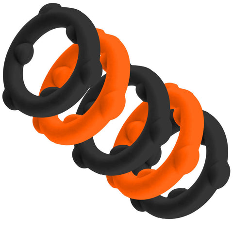 Gearheads 5 Pack Spinner Rings (Black Vapor) – Stretchy Silicone Cock Rings Cockrings