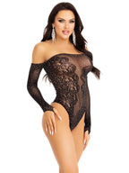 Rhinestone Net Lace Teddy Lingerie One Size Black Sexy Wear > Clothes > Teddies