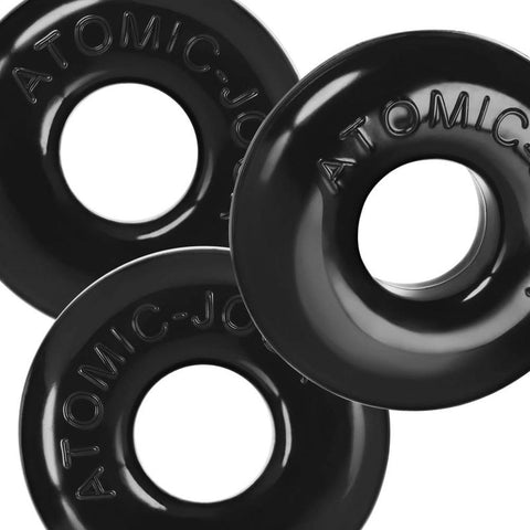 Ringer Max Three Piece Cockring Set Black Black COCK RING Set