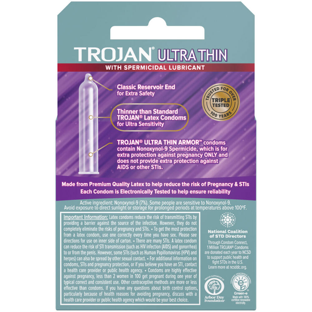 Trojan Ultra Thin Armor Spermicidal Condoms - 3 Pack > Essentials > Condoms