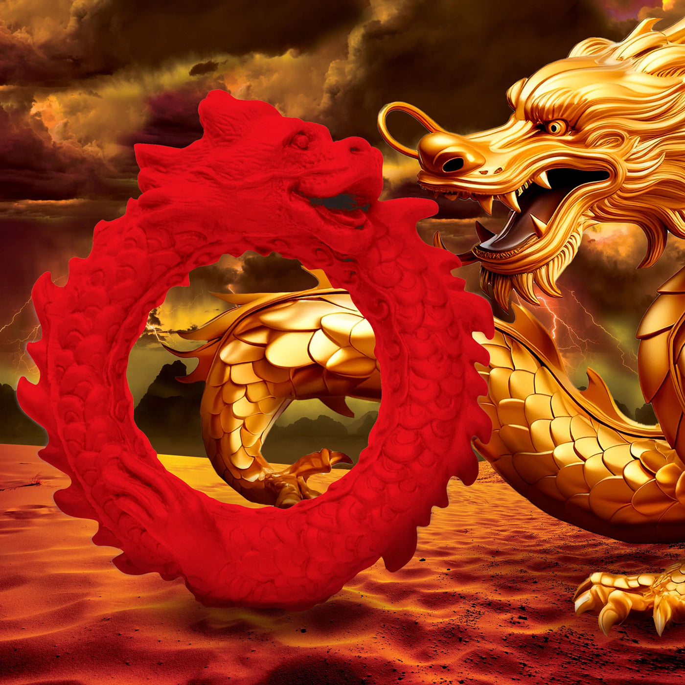 Rise of the Dragon Red Silicone Cock Ring > Cock Ring > Single