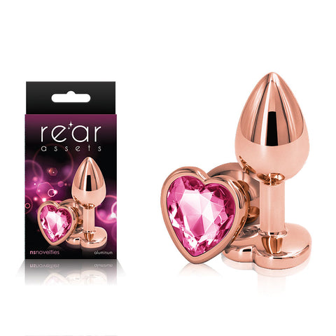 Rose Gold Small Metal Butt Plug with Pink Heart Gem Base Adult Stuff Warehouse Rose Gold Small Metal Butt Plug with Pink Heart Gem Base Adult Stuff Warehouse