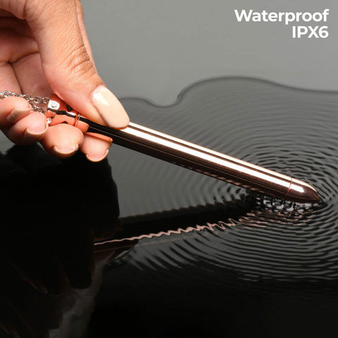 Rose Gold Vibrating Necklace with 7 Vibration Patterns Erotic Toy BULLETS