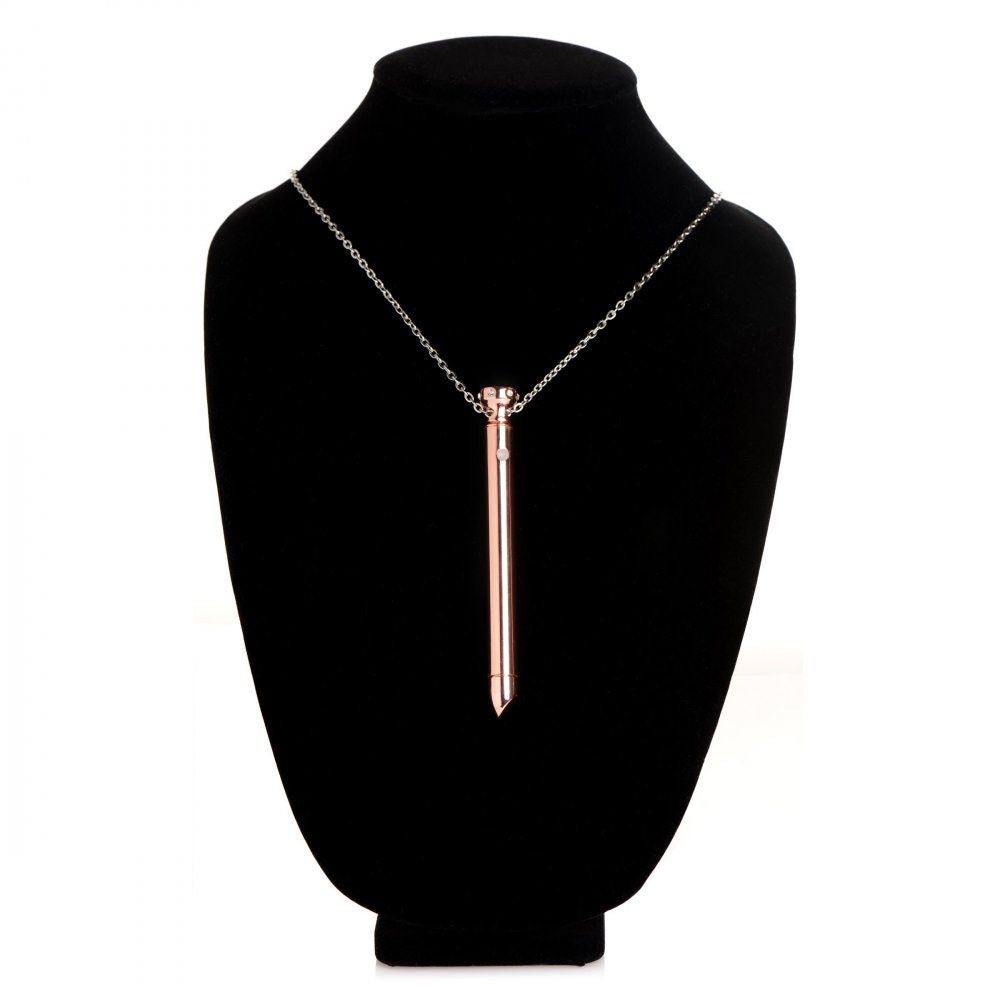 Rose Gold Vibrating Necklace with 7 Vibration Patterns Erotic Toy BULLETS