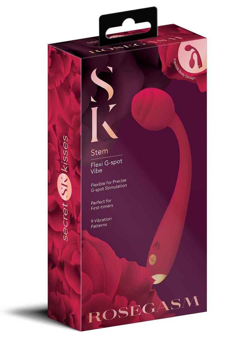 Rosegasm Long Stem Flexible G-Spot Vibrator with Rosebud Design in Red Rose Stimulators