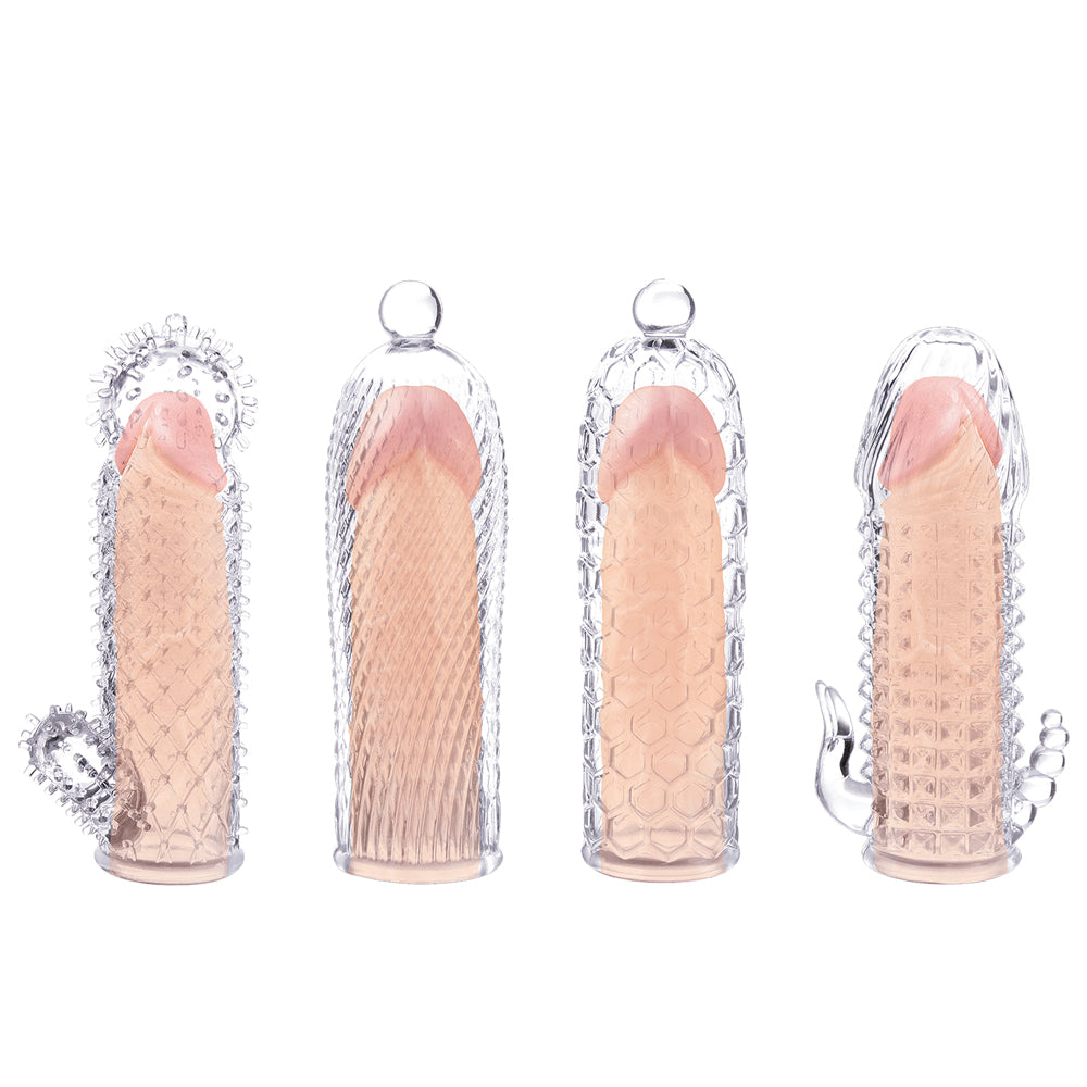 Magic Soft Stretchy Tickler Sleeves Kit Clear Penis Sleeves Set > Sex Toys For Men > Penis Sleeves