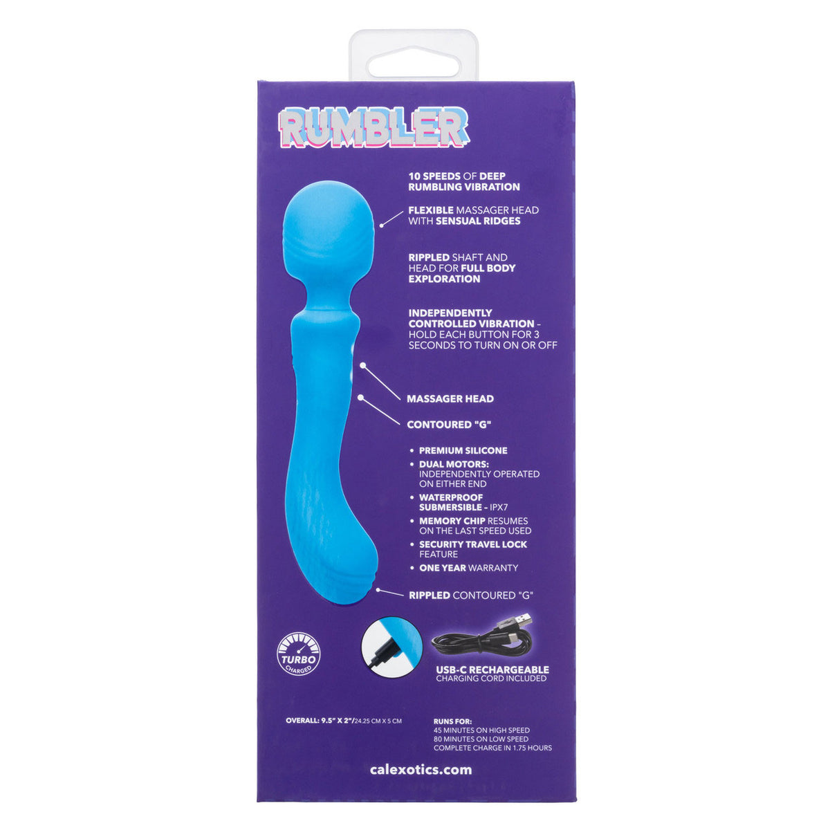 Rumbler Rumble Wand (Blue) – Dual-Ended Vibrator > Sex Toys > Massage Wands