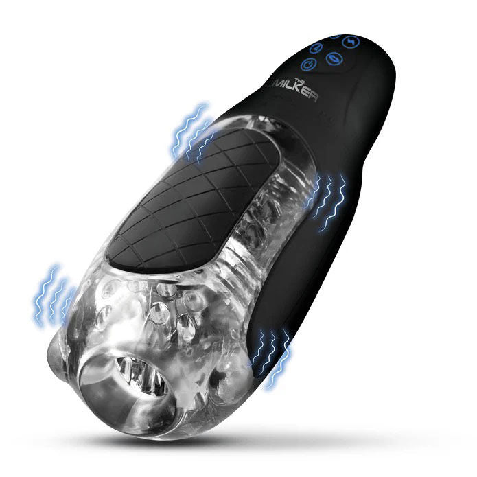 Pleasure Grip Sucking and Vibrating Masturbator (Black) – Vibrating Masturbator Strokers - Vibrating