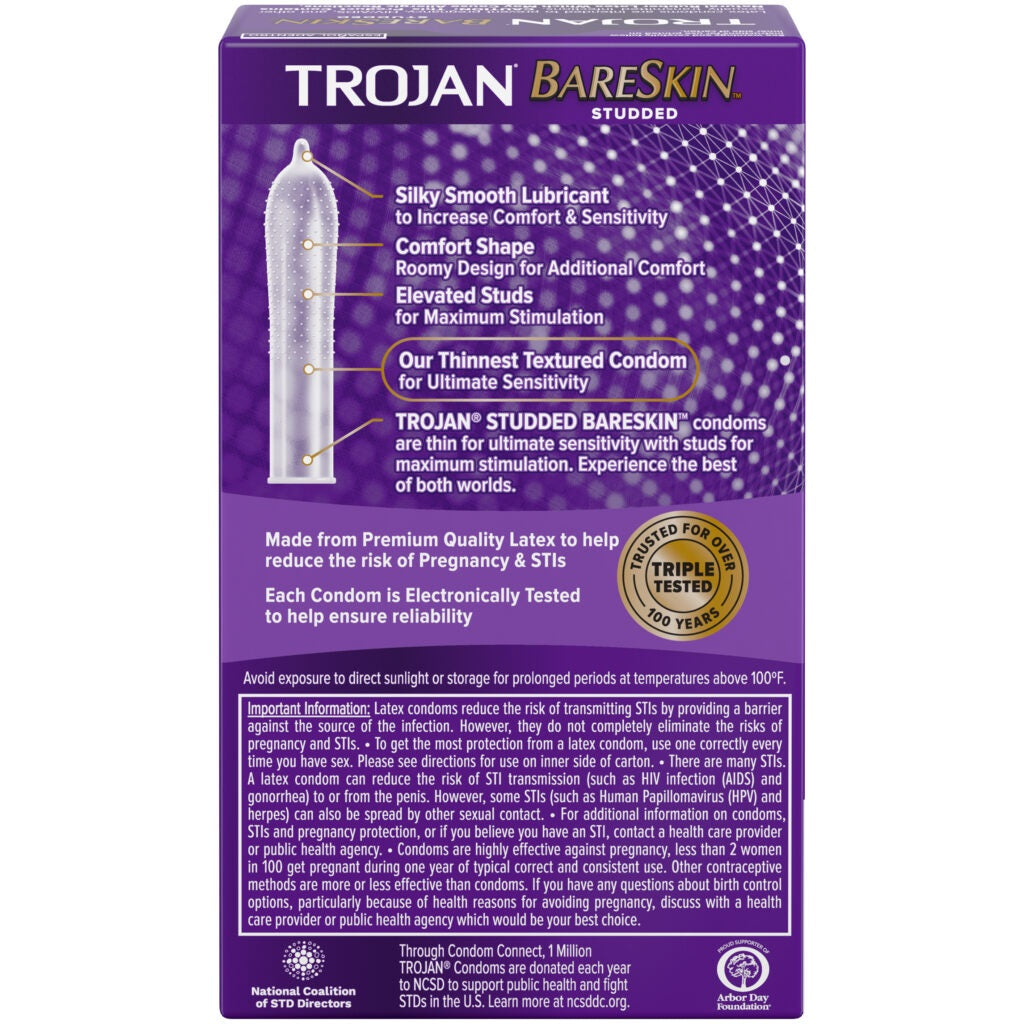 Trojan Studded Bareskin Lubricated Condoms 10 Pack Condoms