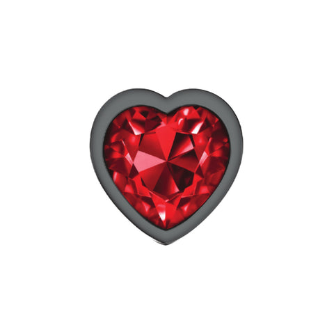 Cheeky Charms Gunmetal Butt Plug with Heart Red Jewel Large > Anal Range > Jewel Butt Plugs