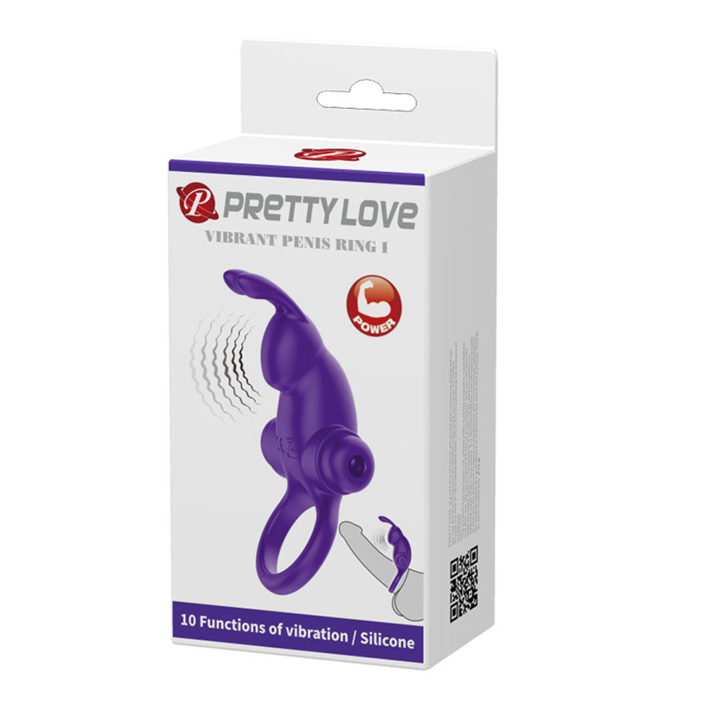 Pretty Love Vibrant Purple Penis Ring with 10 Vibration Modes Purple Cock Rings Vibrating