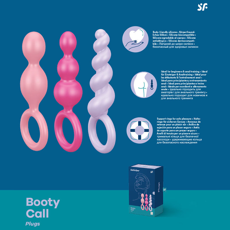 Satisfyer Booty Call Set of 3 (Multicolor) Flexible 5.5 "Anal Plugs Default Title > Anal Range > Anal Beads