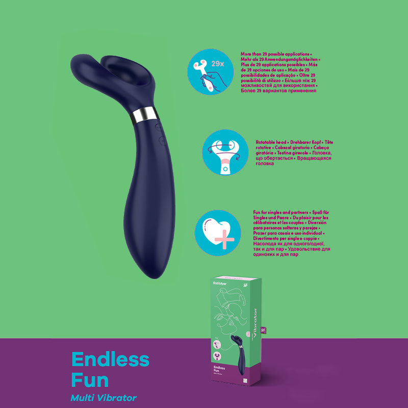 Satisfyer Endless Fun 180° Rotating Multi-Toy Stimulator Blue > Vibrators > Ladies > Clitoral Vibrators and Stimulators