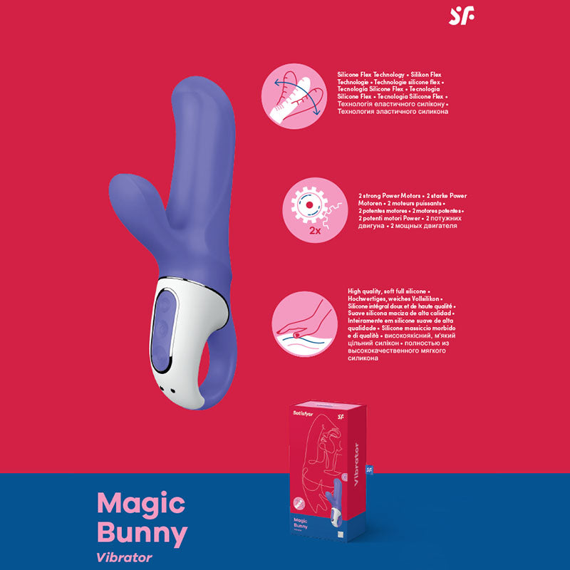 Satisfyer Magic Bunny Rechargeable Silicone G-Spot and Clitoral Dual Vibrator Purple > Sex Toys For Ladies > G-Spot Vibrators