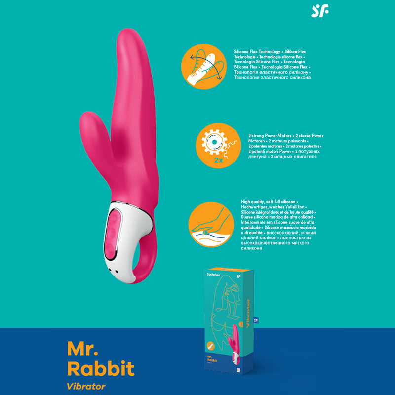 Satisfyer Vibes Mr Rabbit Dual Motor Rechargeable Silicone Rabbit Vibrator Pink > Vibrators > Ladies > Rabbit