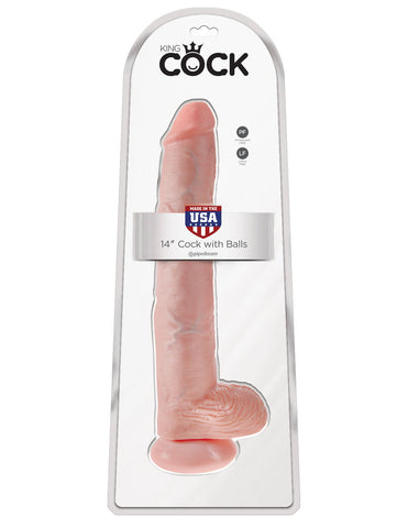 King Cock 14 Inch Cock With Balls (Light) – Realistic Dildo Dongs Big