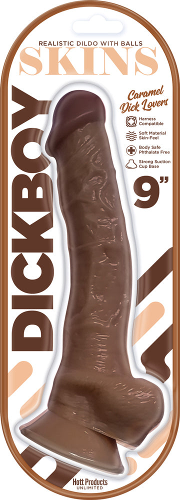 Dickboy Skins 9 Inch Realistic Dildo With Balls Caramel Brown > Dildos > Large Dildos