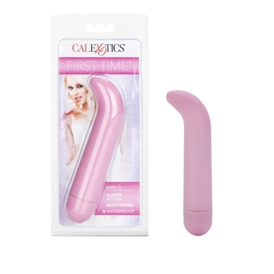 First Time Mini-G Pink Curved G-Spot Vibrator 4.5 Inch Compact Waterproof Massager Pink BULLETS