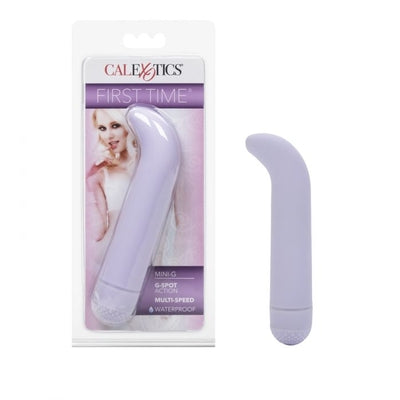 First Time Mini-G Purple 4.5 Inch Multi-Speed G-Spot Vibrator with Curved Tip and Waterproof Design Purple BULLETS