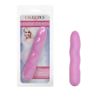 First Time Mini Power Swirl Pink Satin Finish Waterproof Intimate Stimulator 4.5 Inch Pink BULLETS