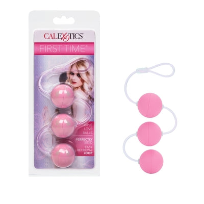 First Time Love Balls Triple Lover Pink Kegel Balls Set 1.25 Inch Each with Retrieval Loop Pink > Sex Toys For Ladies > Kegel Exercise