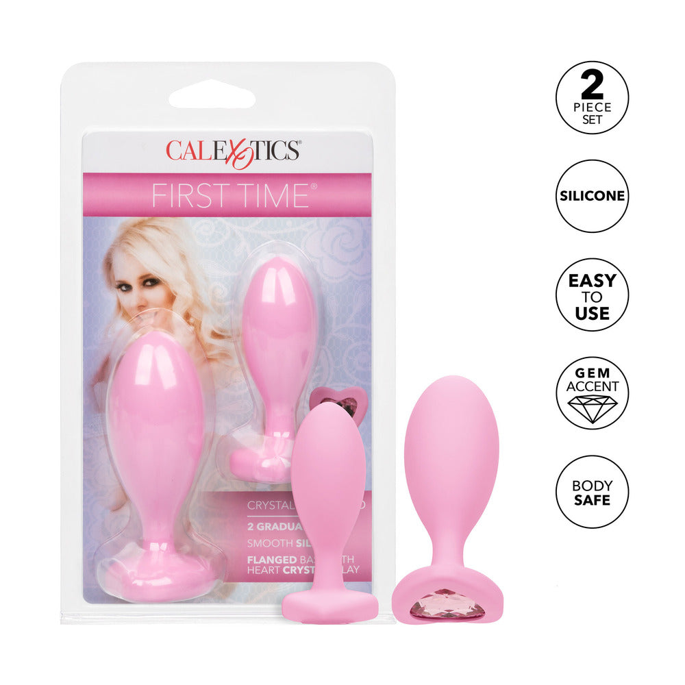 First Time Crystal Booty Duo (Heart-Shaped Crystals) – Decorative Butt Plugs > Anal Range > Butt Plug Kits