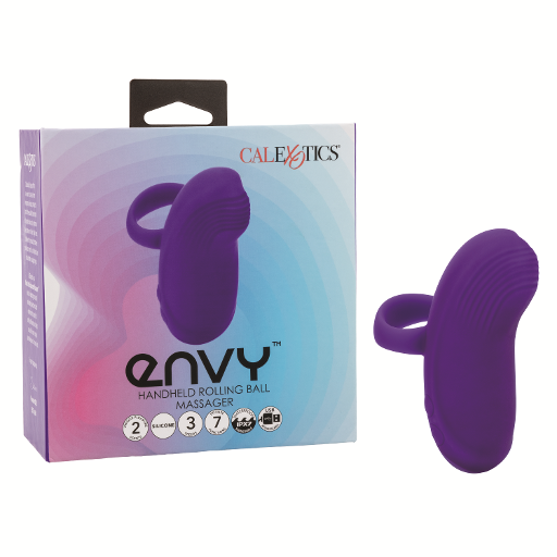 Envy™ Handheld Rolling Ball Massager Purple Silicone Waterproof with 3 Speeds and 7 Functions, USB Rechargeable, 60 to 100 Minutes Runtime Purple Finger Stimulator