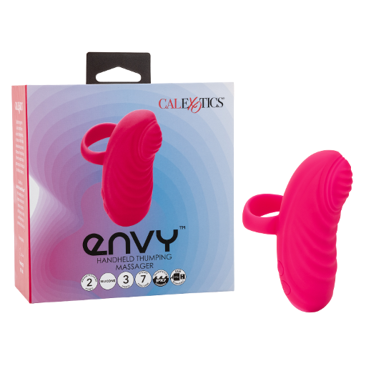 Envy Handheld Thumping Massager Pink Silicone Waterproof with Dual Motors and 3 Speeds, 7 Functions, USB Rechargeable Pink Finger Stimulator