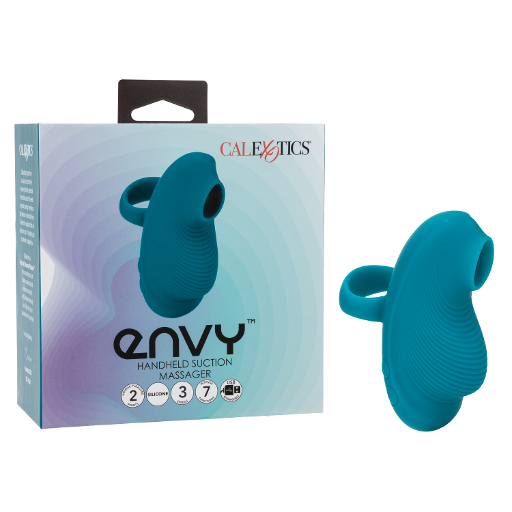 Envy™ Handheld Suction Massager in Teal Blue with 3 Suction Speeds and 7 Vibration Functions, USB Rechargeable Silicone Full Body Massager Blue Massagers