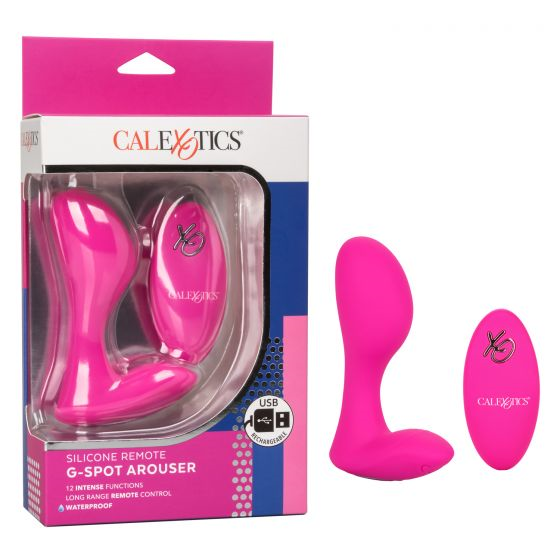 CalExotics Pink Silicone Remote G-Spot Arouser with 12 Vibration Functions and USB Rechargeable Pink STIMULATORS
