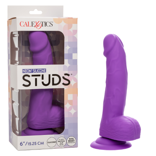 Neon Silicone Studs 6 Inch 15.25 cm Purple Silicone Dildo with Suction Cup Base Purple Dildos & Dongs