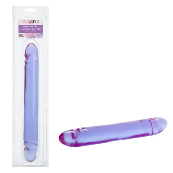 Reflective Gel 12 Inch Smooth Double Dong in Purple Purple Dildos & Dongs