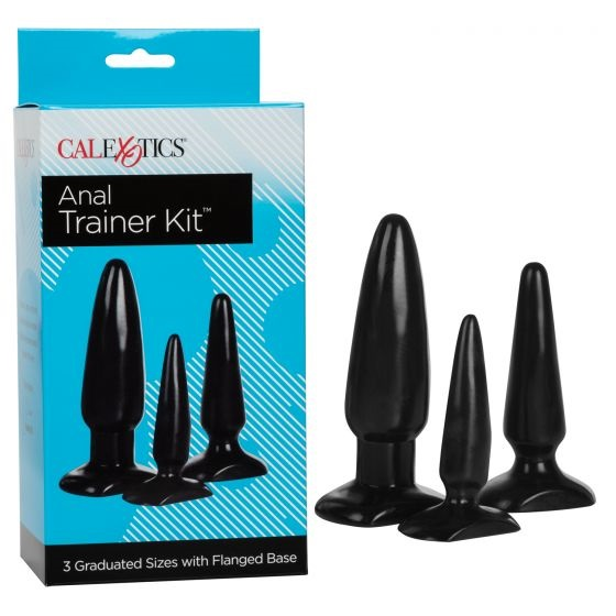 CalExotics Anal Trainer Kit Black 3 Graduated Sizes with Flanged Base Black Anal Toys & Stimulators