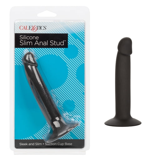 CalExotics Silicone Slim Anal Stud Black Slim Shaft with Suction Cup Base > Anal Range > Butt Plugs