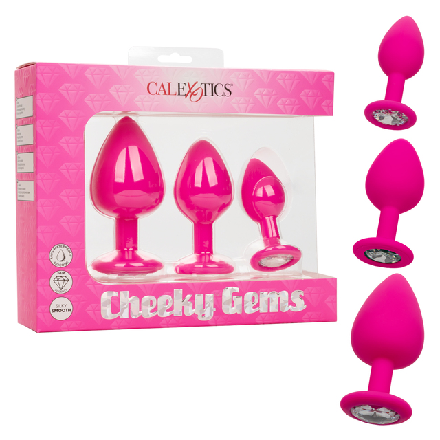 Cheeky Gems Pink Anal Training Kit with 3 Graduated Silicone Plugs and Gem Base Pink Anal Toys & Stimulators